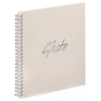 PAGNA Gästebuch mit Spiralbindung, quadratisch, blanko, cremefarben, Hardcover, 40 Seiten