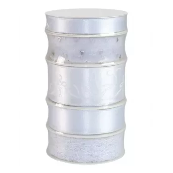 C.E. Pattberg Wedding Gift Ribbon Set Satin White 15/25/40 mm x 5 Rolls x 3 m