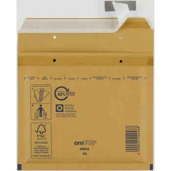 Vereinigte Papierwarenfabriken 100 aroFOL CLASSIC Padded Bubble Mailers, Größe 11 (A1), 165x100 mm, Braun/Kraft