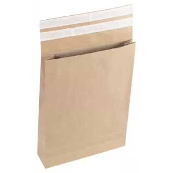 Vereinigte Papierwarenfabriken Faltentaschen Classic Double-Fix Verschluss ca. DIN A3 fensterlos braun mit 8,0 cm Faltenboden - FLEXIPAK CLASSIC 2FVMF000514