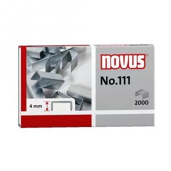 Novus No.111 Heftklammern - 4 mm - 2000 Stück - 15 Blatt - Metall - Grau