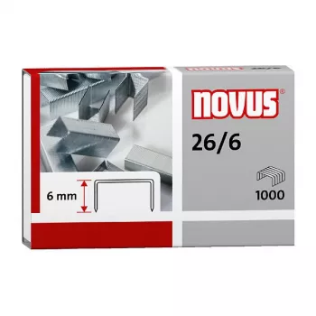Novus Dahle Novus 26/6 Heftklammer-Pack - 6 mm - 1000 Heftklammern - verzinkter Stahl - Silber