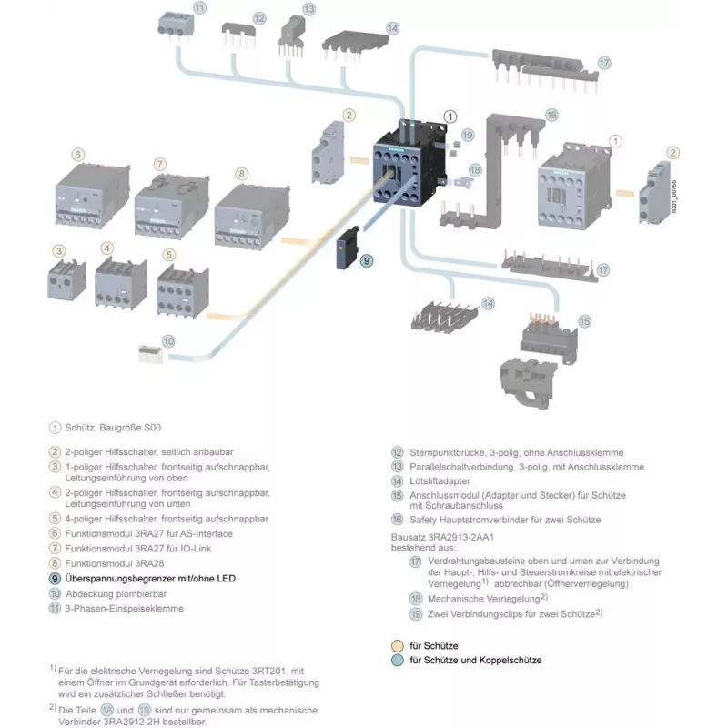 Siemens Überspannungsbegrenzer 3RT2916-1LM00, Varistor, 24 V AC/DC, für SIRIUS 3RT2 Schütz Baugröße S00