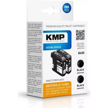 KMP DOUBLEPACK B60D schwarze Tintenpatrone 2er-Pack, 14,1 ml