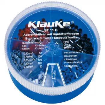 KLAUKE ST 11 B Isolierte Aderendhülsen Sortiment - 625 Stück, 0,5-10 mm², grau/schwarze Box