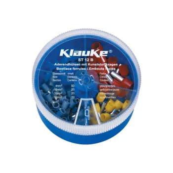 KLAUKE Isolierte Aderendhülsen Sortiment 4-16 mm², 275 Stück, DIN 46228 Teil 4