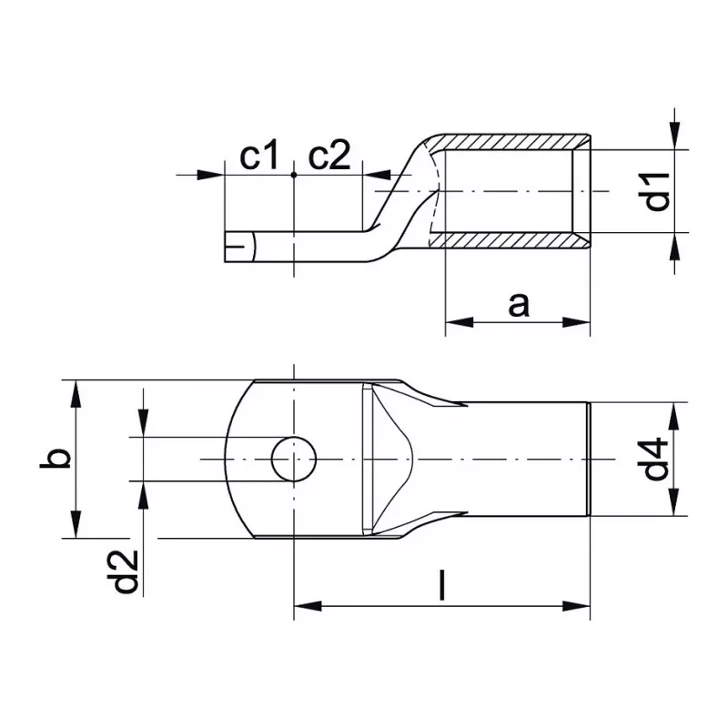 Klauke 4R12MS Rohrkabelschuh 25mm² M12 E-Cu galvanisch verzinnt mit Prüfloch