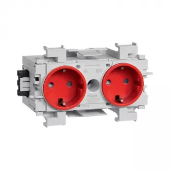 Hager GS20013020 Schuko-Steckdoseneinsatz, rot, IP20, 250 V, 16 A, 10 Stück