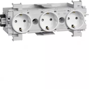 HAGER GS30019016 3-fach Steckdose, Polarweiß, Steckklemmen