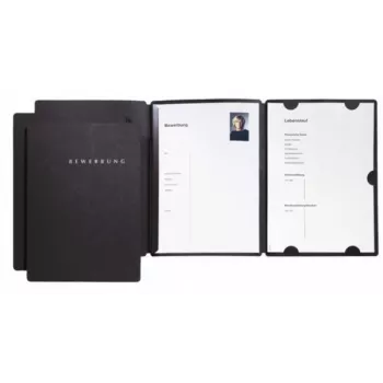 PAGNA Präsentationsmappe A4 Karton Schwarz Hochformat 3er-Pack