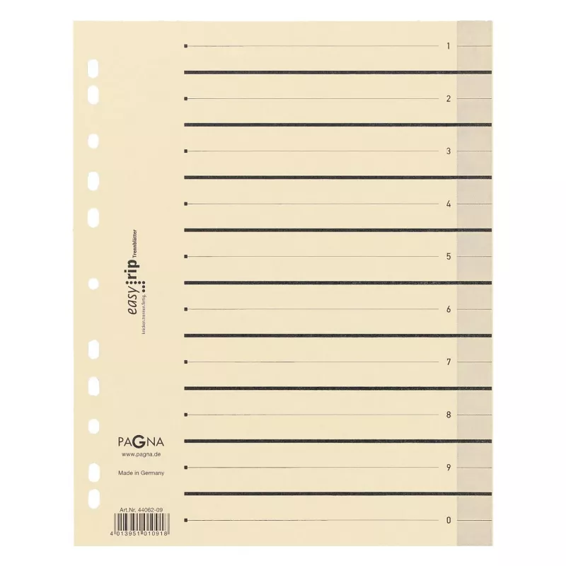 PAGNA Trennblätter A4 Karton Beige 100 Stück ungelocht 180 g/m² 44063-09