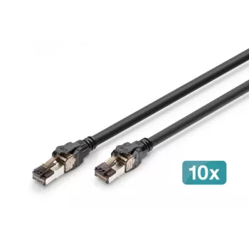 DIGITUS CAT 8.1 S/FTP Patchkabel, Cu, LSZH, 5 m, Schwarz, 10 Stück