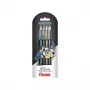 Pentel Dual Metallic Gel Pen Set - 4 Stifte (Schwarz, Blau, Gold, Silber) - 0,5 mm - Blisterpackung