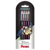 Pentel Dual Metallic Gel Pen Set - 4 Farben (Grün, Orange, Pink, Violett) - 0,5 mm Feinspitze - Kunststoffgehäuse - Blisterpackung
