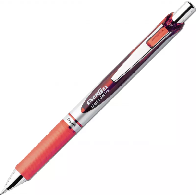 Pentel EnerGel BL77-4COL Liquid Gel Rollerball Pen Set - 4 Stifte (Orange, Pink, Hellblau, Violett) 0,7 mm