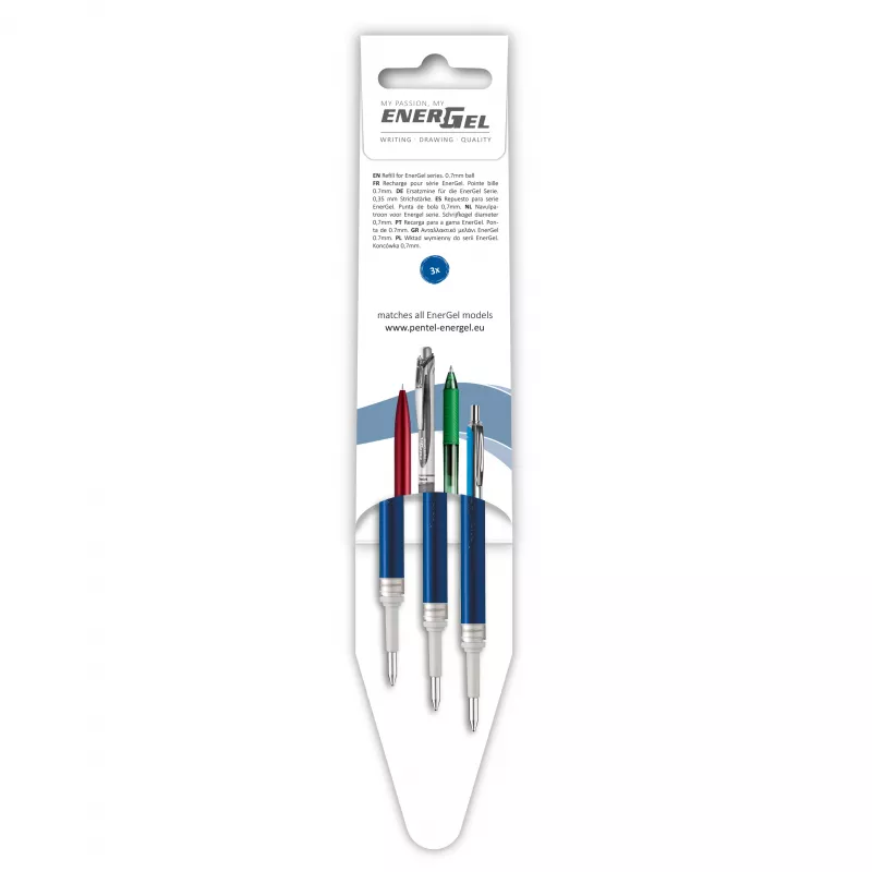 Pentel 3 EnerGel Gel Pen Refills Blau 0,7 mm