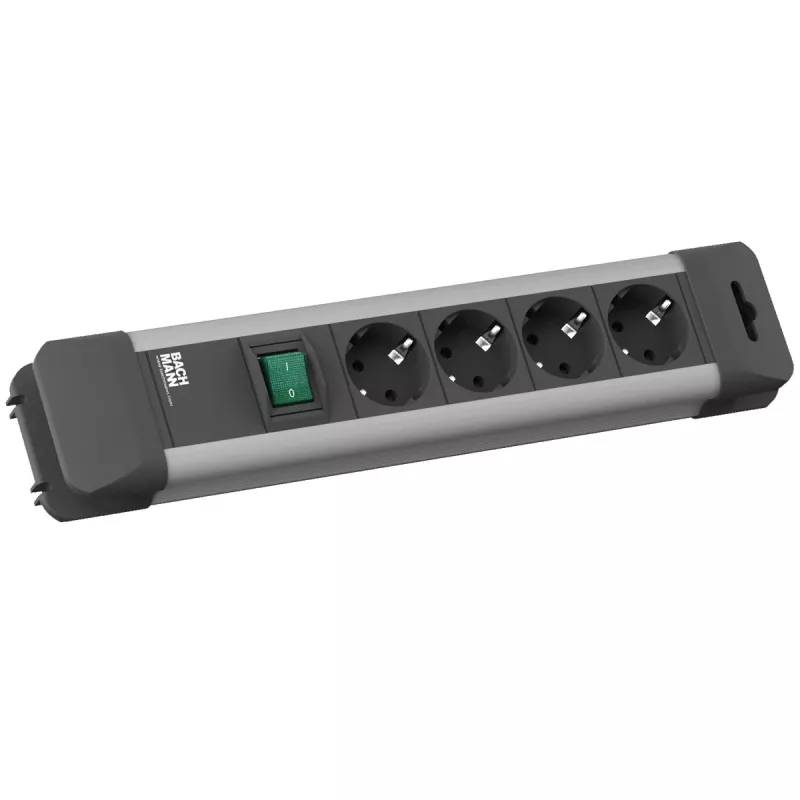 Bachmann CONNECT US Steckdosenleiste - 4 Steckdosen, 1,8 m Kabel, Schwarz