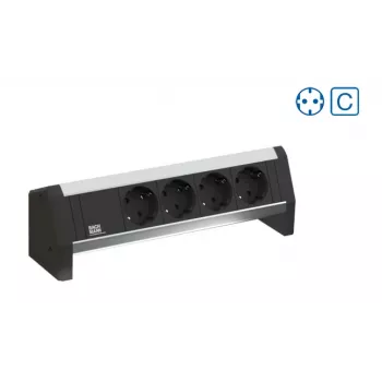 Bachmann Desk 1 Steckdosenleiste - 3 AC-Steckdosen Typ F - Aluminium/Kunststoff - 324 mm - Innenbereich