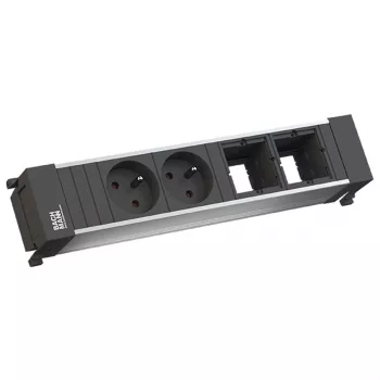 Bachmann Power Frame 916.047 Tischsteckdosenleiste 2x Typ E (FR/UTE) Silber