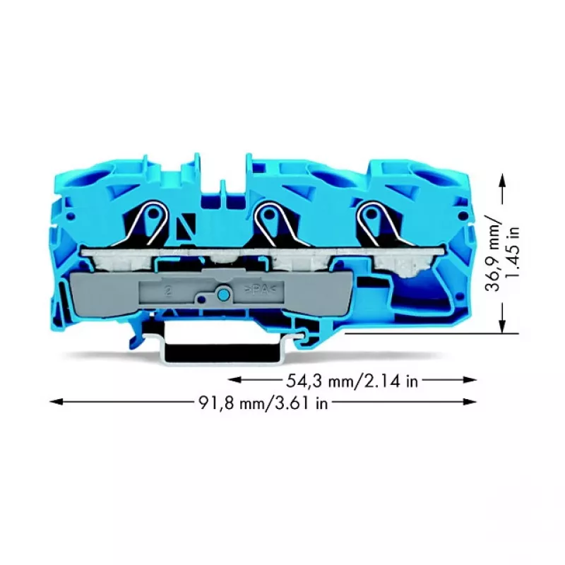 WAGO 2016-1304 3-Leiter-Durchgangsklemme, 16 mm², 800 V