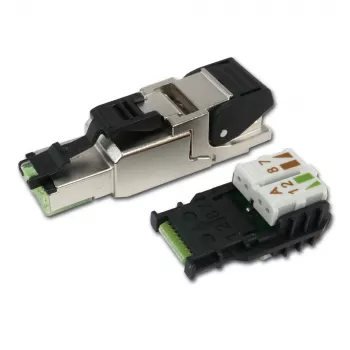 Telegärtner RJ45 Stecker MFP8 Cat.6a (Deep), T568A mit vormontierter Staubkappe, robustes Zinkdruckgussgehäuse - 1 Stück (J00026A2004)