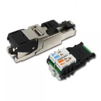 Telegärtner RJ45 Stecker MFP8 Cat.6a (Deep), T568A mit vormontierter Staubkappe, robustes Zinkdruckgussgehäuse - 1 Stück (J00026A2004)