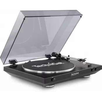 TechniSat TechniPlayer LP 200 Plattenspieler - Schwarz/Silber - Riemenantrieb - 33/45/78 U/min - USB-Digitalisierung - RCA-Ausgang