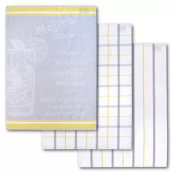 Dyckhoff Mojito Cocktail Checkered Geschirrtuch-Set 3-teilig 50x70 cm
