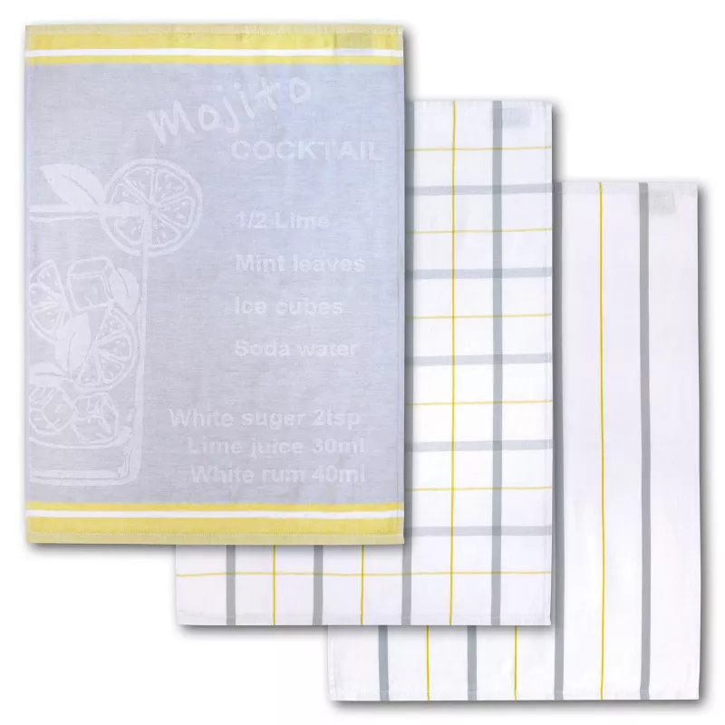 Dyckhoff Mojito Cocktail Checkered Geschirrtuch-Set 3-teilig 50x70 cm