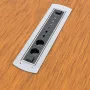Kindermann CablePort Turn Tisch-Einbau-Dose mit 2 Schuko-Steckdosen, 2 RJ45 CAT6, 2 HDMI, 1 USB-A 3.0, 360°-Drehung, Silber/Schwarz