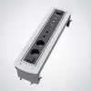 Kindermann CablePort Turn Tisch-Einbau-Dose mit 2 Schuko-Steckdosen, 2 RJ45 CAT6, 2 HDMI, 1 USB-A 3.0, 360°-Drehung, Silber/Schwarz
