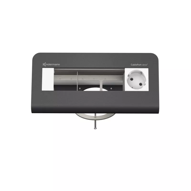 Kindermann CablePort desk² 80 4-fach Schreibtisch-Strommodul, Schwarz