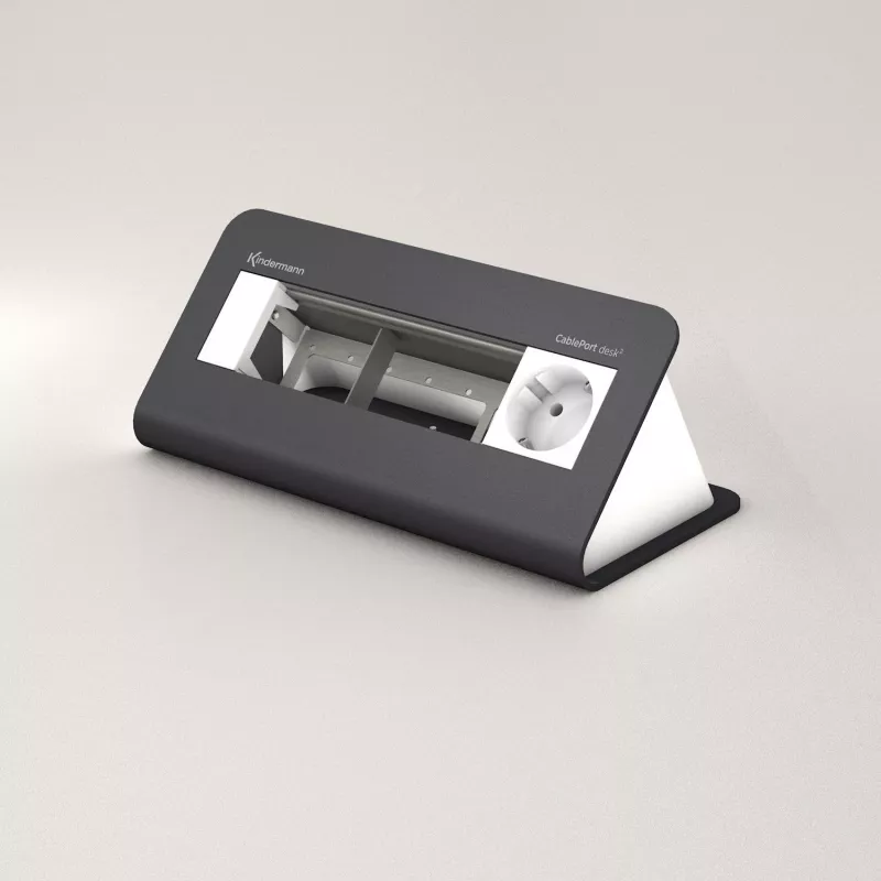 Kindermann CablePort desk² 80 4-fach Schreibtisch-Strommodul, Schwarz