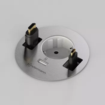 Kindermann CablePort table³ Tischanschlussbox für Einbaumontage, Silber