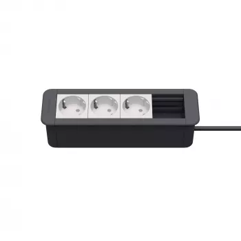 Kindermann CP Office Frame 4-Fach 3 x Power Socket Desktop Connectivity Hub Silber
