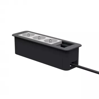 Kindermann CP Office Frame 4-Fach 3 x Power Socket Desktop Connectivity Hub Silber