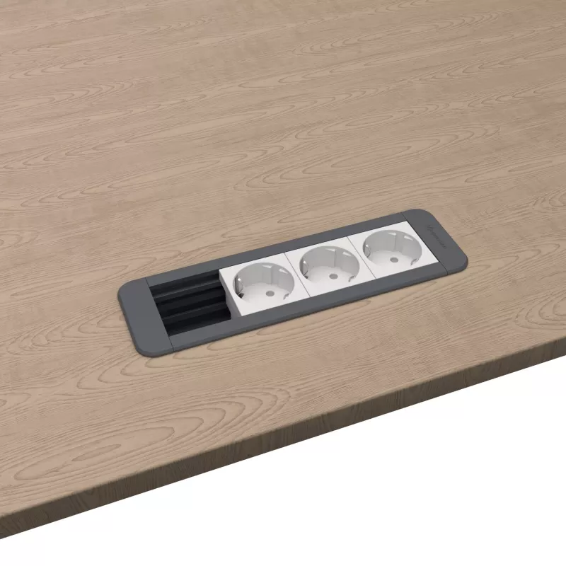 Kindermann CP Office Frame 4-Fach 3 x Power Socket Desktop Connectivity Hub Silber