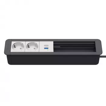 Kindermann CP Office Frame 6-fach mit 2x Strom und 1x USB-Ladefunktion, Silber