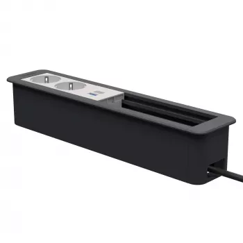 Kindermann CP Office Frame 6-fach mit 2x Strom und 1x USB-Ladefunktion, Silber