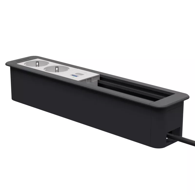 Kindermann CP Office Frame 6-fach mit 2x Strom und 1x USB-Ladefunktion, Silber