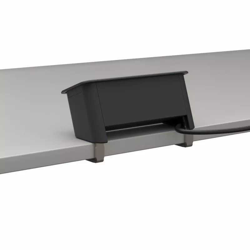Kindermann CP Office Desk 3-fach Steckdosenleiste mit 3 Schuko-Steckdosen, 2m Kabel, Silber/Schwarz