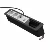 Kindermann CP Office Desk Power & Connectivity Unit, 6 Slots, 3x Schuko Outlets, 1x USB-C PD 60W, 3m Cable, Silver