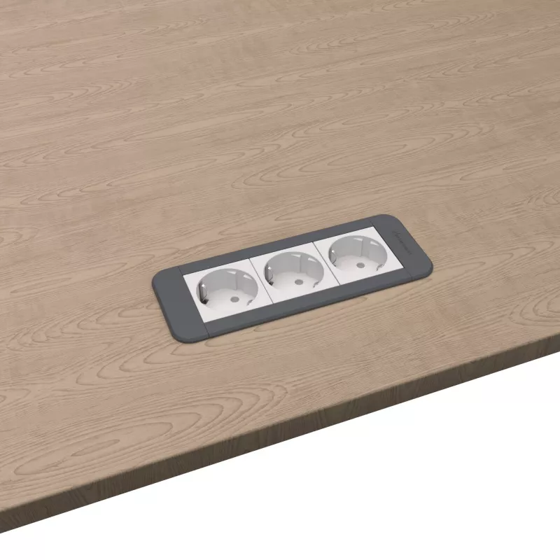 Kindermann CP Office Frame 3-Fach 3x Power Socket Desk Connectivity Panel Silver/Black