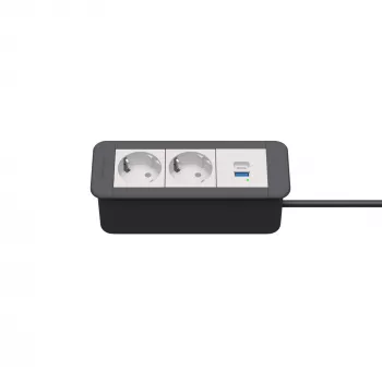 Kindermann CP Office Frame 3-fach 2x Schuko 1x USB-C PD Tischanschlussmodul