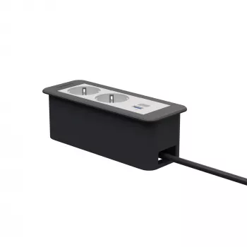 Kindermann CP Office Frame 3-fach 2x Schuko 1x USB-C PD Tischanschlussmodul