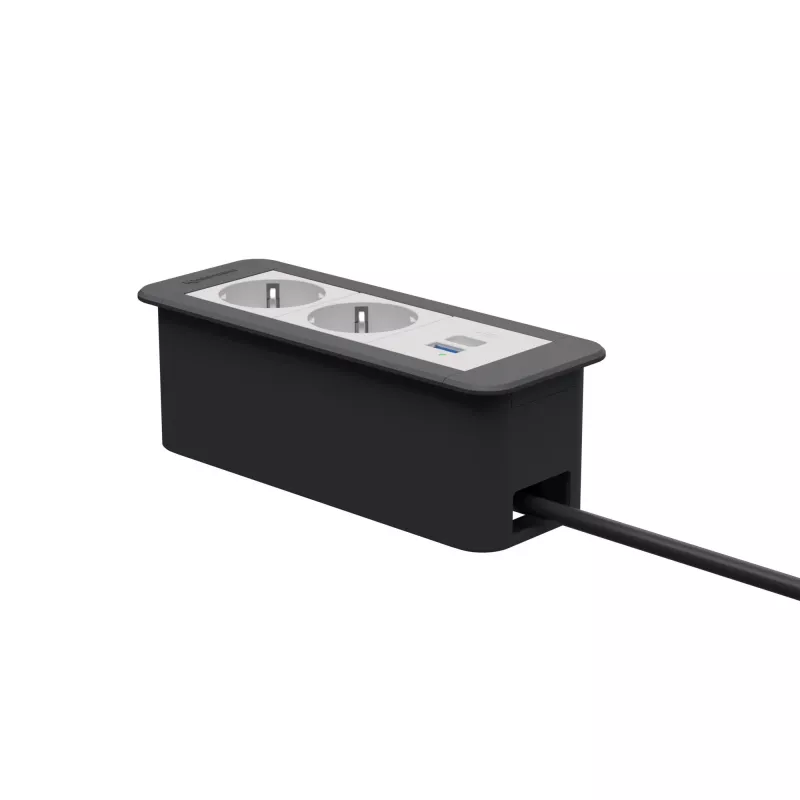 Kindermann CP Office Frame 3-fach 2x Schuko 1x USB-C PD Tischanschlussmodul