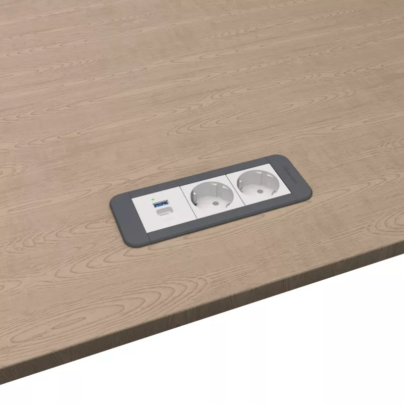 Kindermann CP Office Frame 3-fach 2x Schuko 1x USB-C PD Tischanschlussmodul