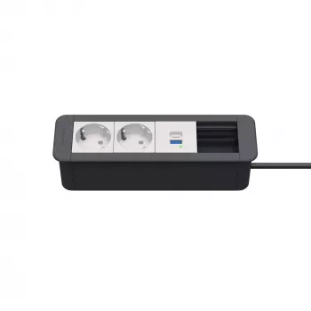 Kindermann CP Office Frame 4-Fold 2x Schuko 1x USB-C PD Tisch-Strom- und Datenmodul