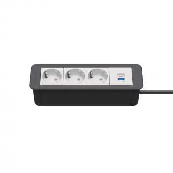 Kindermann CP Office Frame 4-fach 3x Schuko 1x USB-C PD Tischanschlussmodul