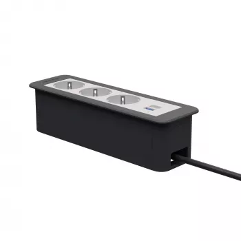 Kindermann CP Office Frame 4-fach 3x Schuko 1x USB-C PD Tischanschlussmodul